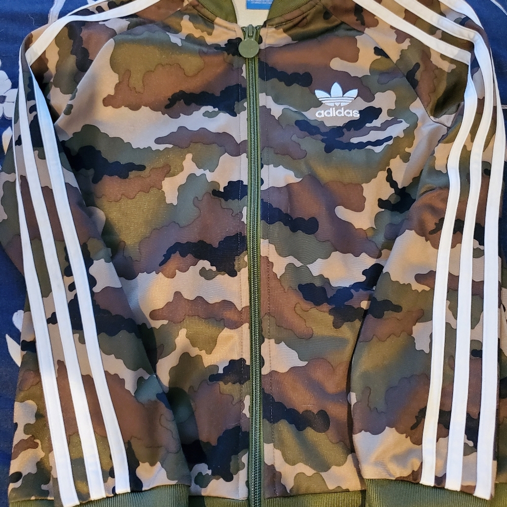 Kids adidas camo track jacket full zip size small 9-10yr old - Picture 2 of 13